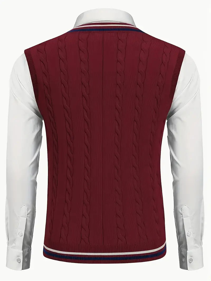 Duane - Pulover Tricotat Fără mâneci, Cu Decolteu în V