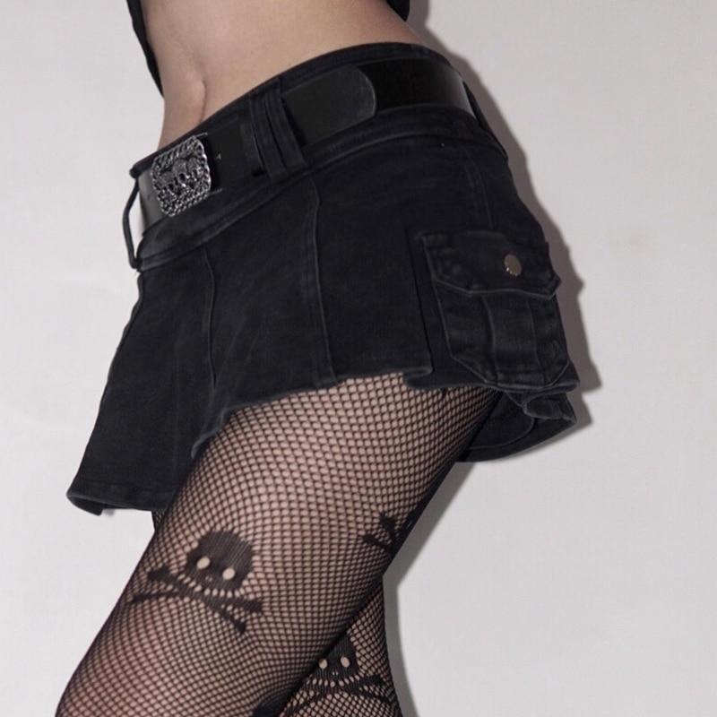 Linda - Fustă Mini Din Denim Plisată, Cu Curea