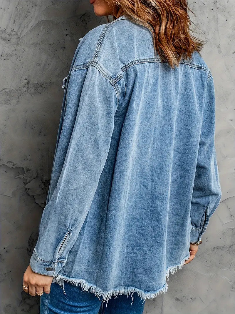 Malika - Jacheta Din Denim Cu Mâneci Lungi