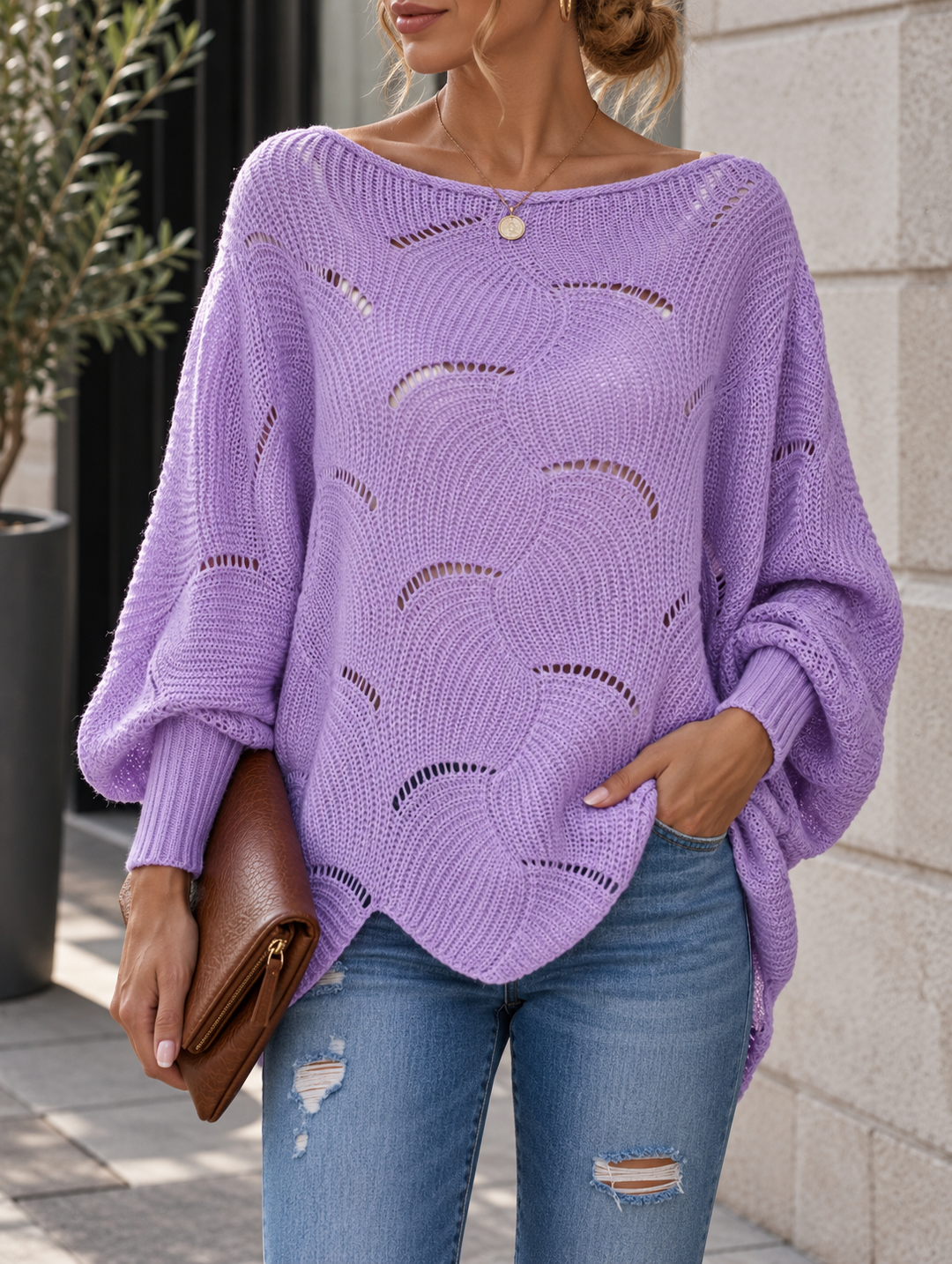 Zeyna - Pulover Din Tricot cu Mâneci Lungi