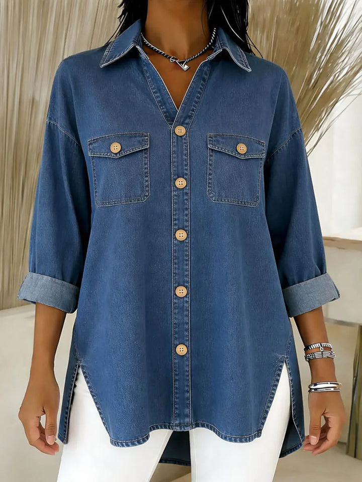 Durcia - Cămașă Din Denim Cu Mâneci Lungi Și Revere