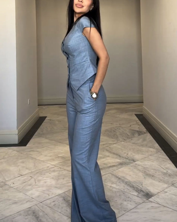 Nizhoni - Set Bluză și Pantaloni din in