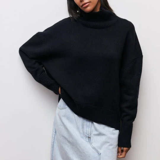 Kinvara - Pulover Oversized Din Bumbac Cu Guler Răsfrânt