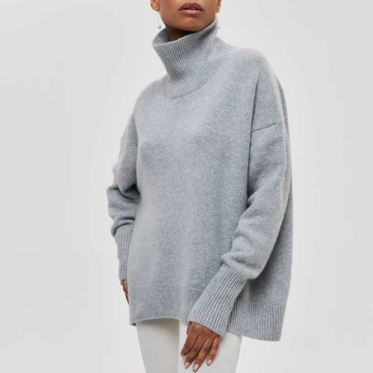 Kinvara - Pulover Oversized Din Bumbac Cu Guler Răsfrânt