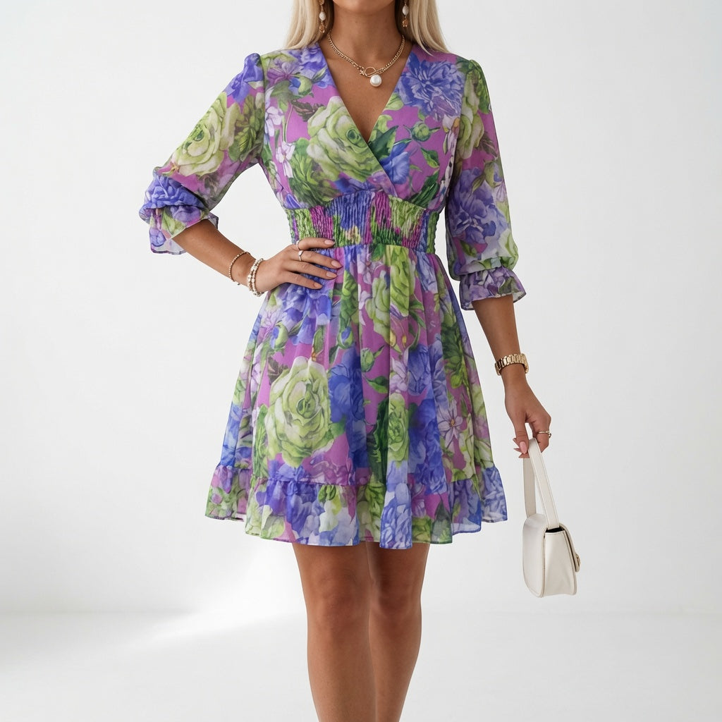 Shilaa – Rochie Mini Cu Imprimeu Floral Și Talie Strânsă