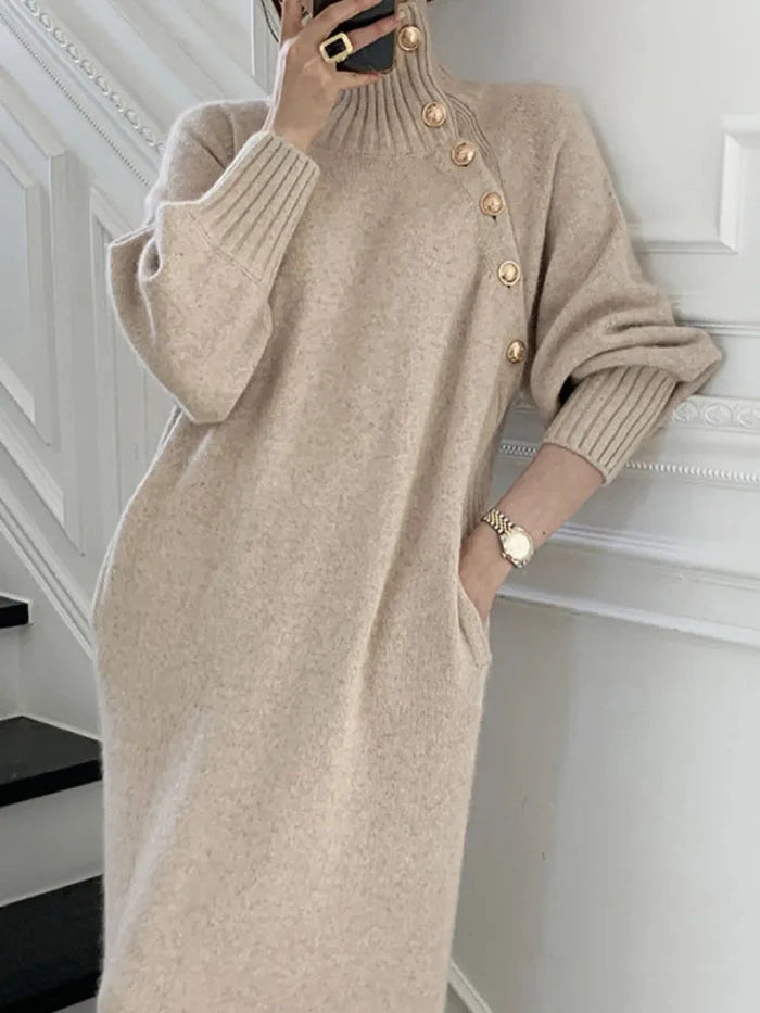 Nassra - Rochie Elegantă Cu Guler Rulat