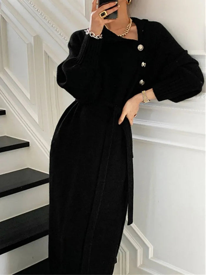 Nassra - Rochie Elegantă Cu Guler Rulat