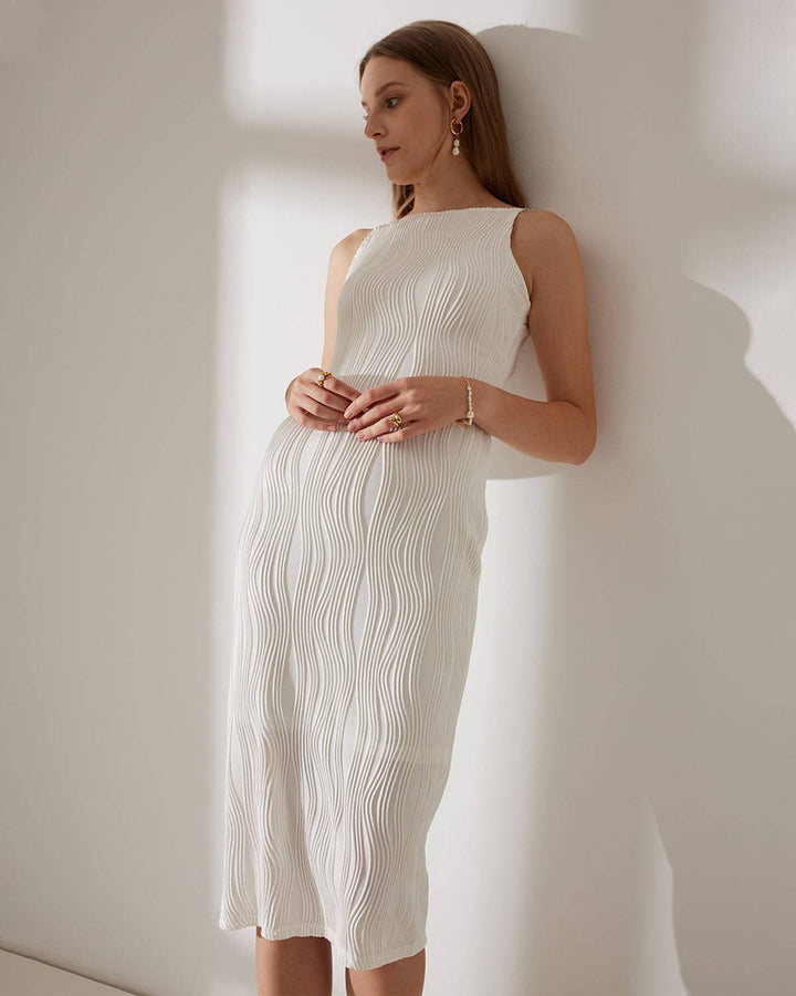 Simonen - Rochie MIDI Fără Mâneci Pearl Wave