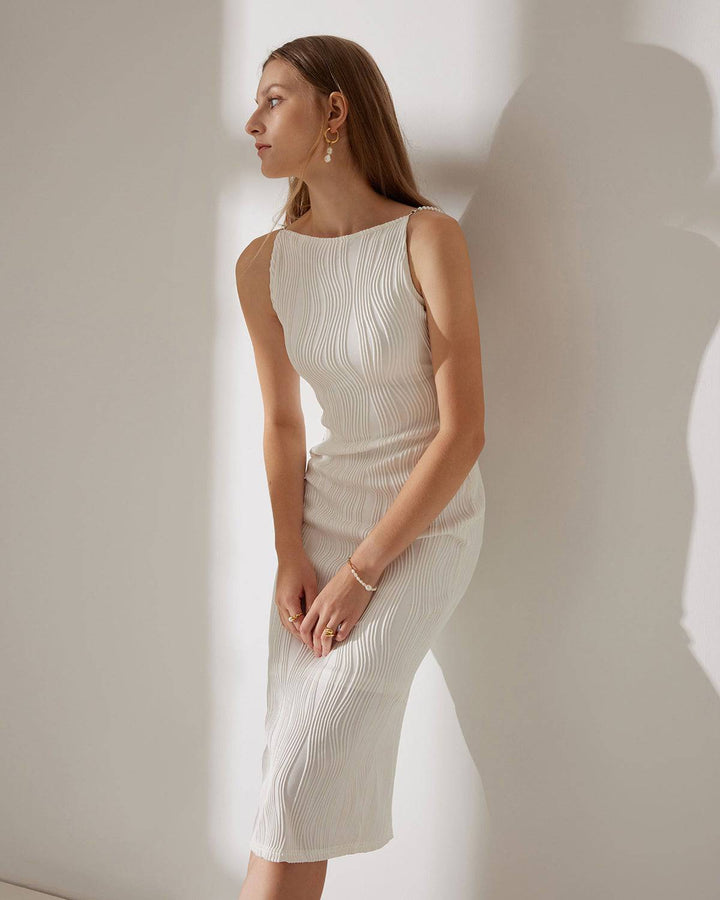 Simonen - Rochie MIDI Fără Mâneci Pearl Wave