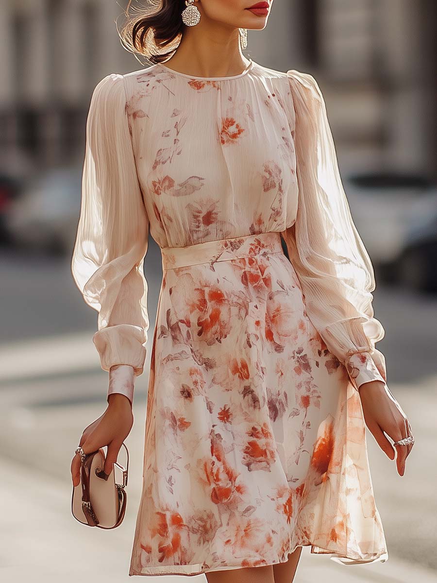Shiella - Rochie Cu Imprimeu Floral și Pliuri
