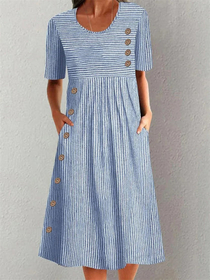 Archita - Rochie Midi Elegantă Cu Dungi