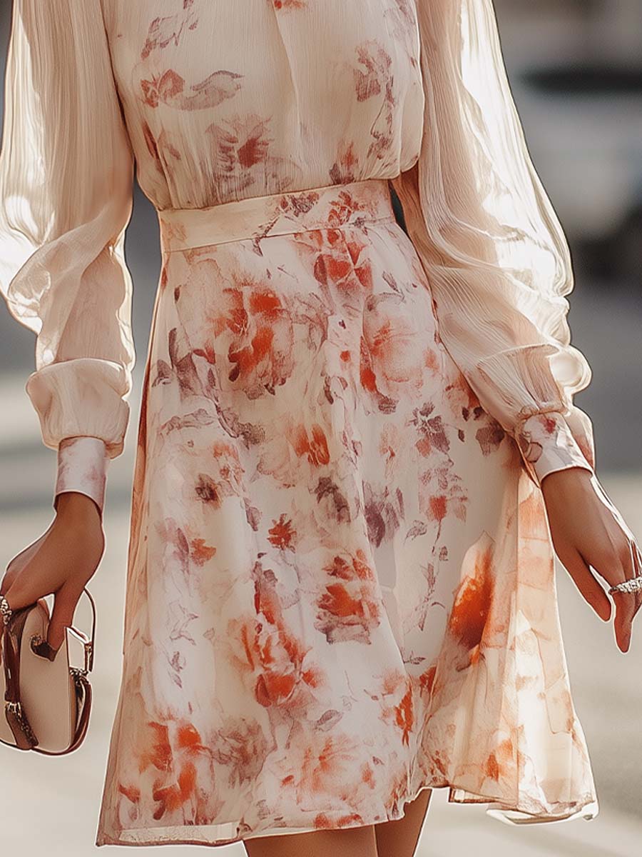 Shiella - Rochie Cu Imprimeu Floral și Pliuri