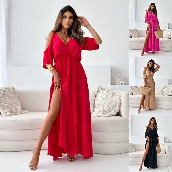 Lene – Rochie Cu Umerii Goi și Fante