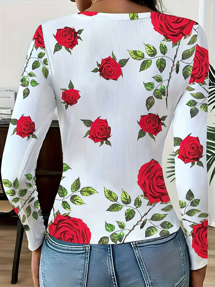 Rabiye - Bluză Cu Imprimeu Floral Și Decolteu Pătrat
