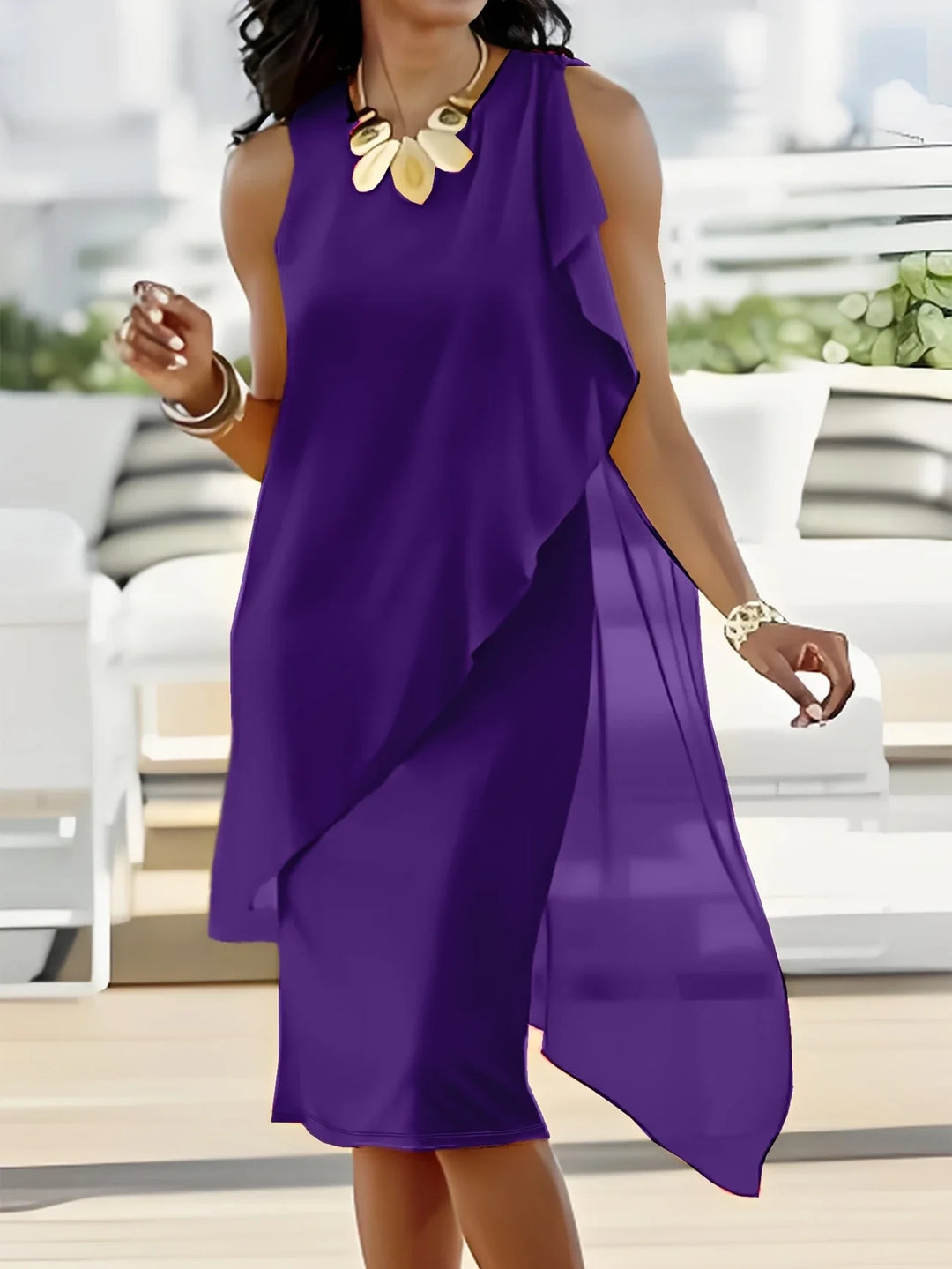 Maren - Rochie Midi Elegantă Fără Mâneci