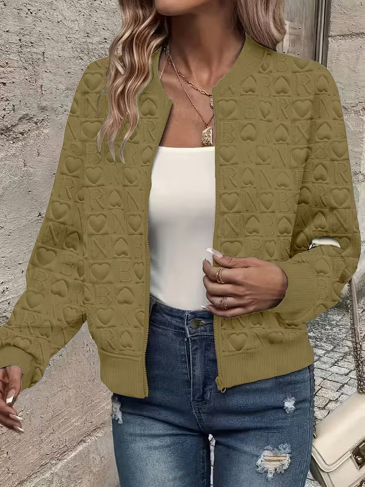 Lojina – Jachetă Cu Fermoar Și Model În Relief Cu Inimi