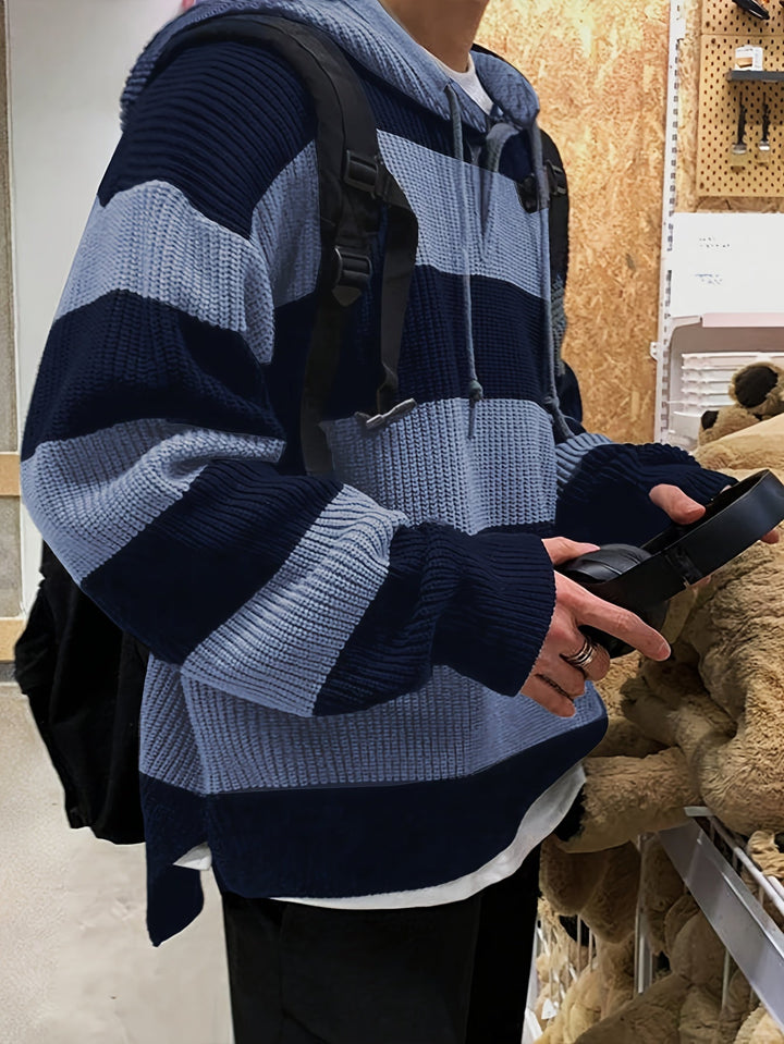 Tenzin - Hanorac Cu Glugă Din Tricot Cu Dungi Oversized