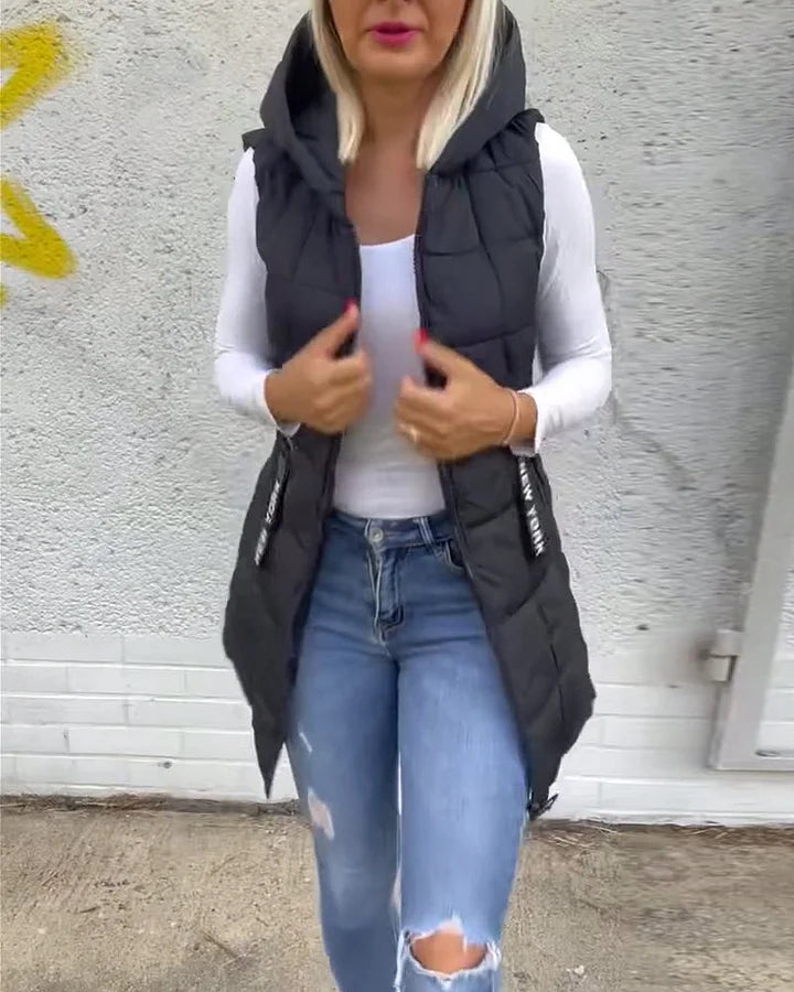 Laruna - Palton Fără Mâneci, Căptușit, Cu Fermoar