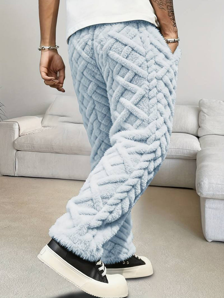 Zecharia - Pantaloni Cu Model Geometric și Talie Elastică