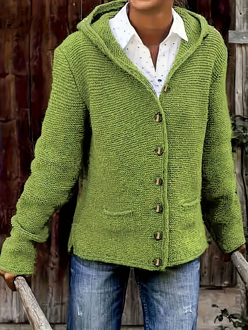 Bressan - Cardigan Eleganță Cu Mâneci Lungi Si Glugă