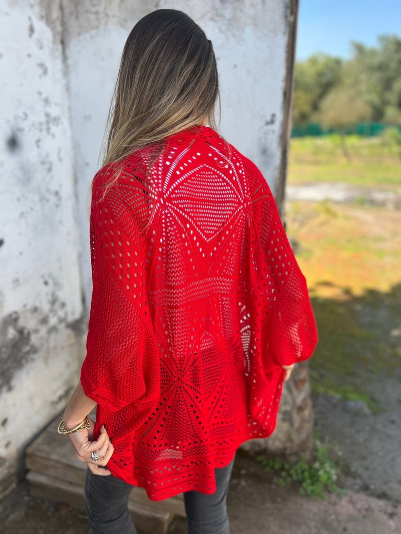 Veronique - Cardigan Cu Mâneci Scurte Si Decupate