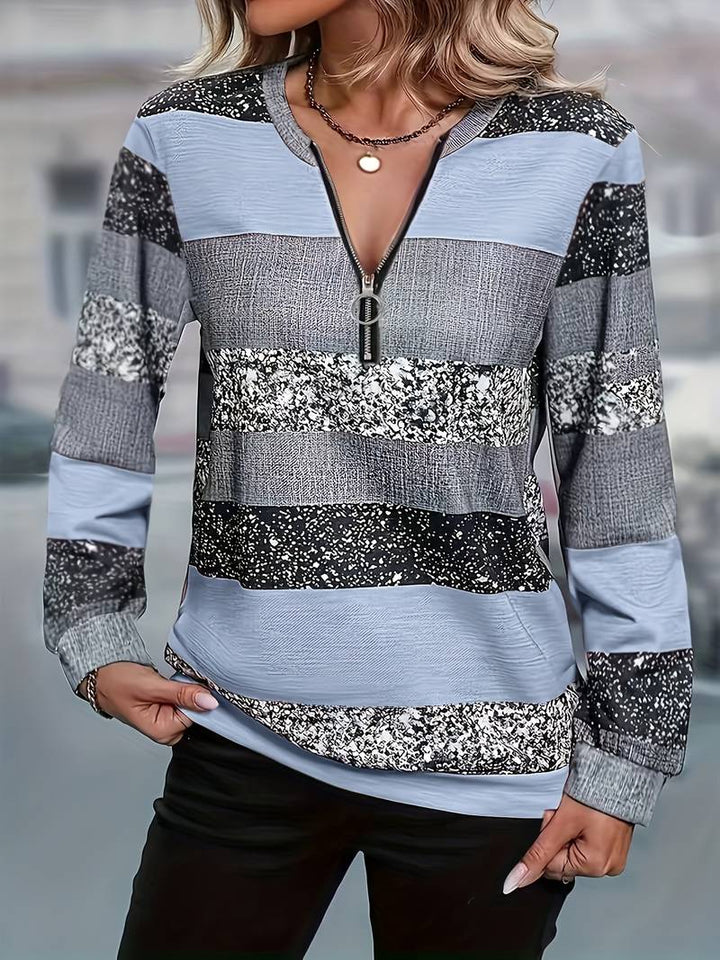 Avital - Pulover Casual Cu Dungi și Fermoar
