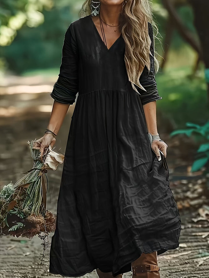 Shirron – Rochie Lungă La Modă Cu Decolteu în V