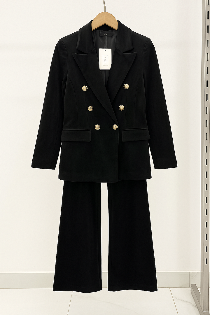 Dimitra - Set Sacou Din Catifea Cu Două Rânduri De Nasturi