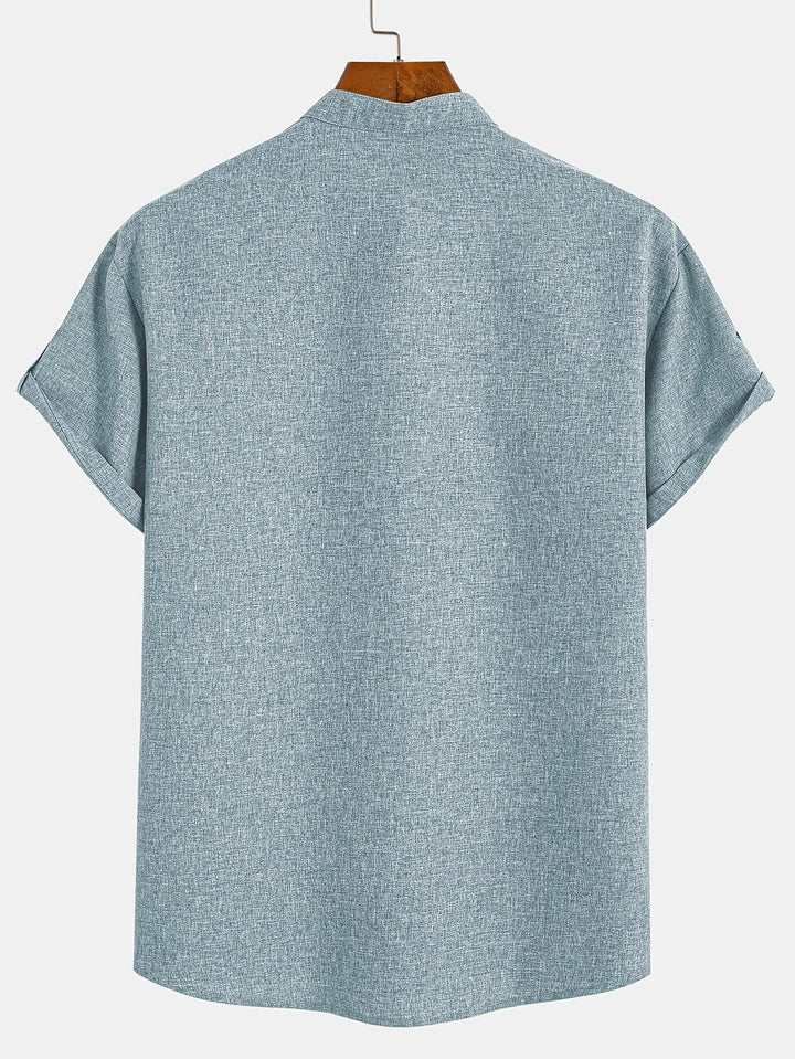 Elliott - Cămașă Elegantă Cu Mâneci Scurte și Guler înalt