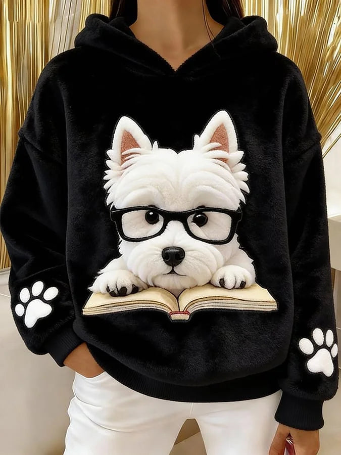 Eglantine - Hanorac Cu Glugă Din Flanelă Cu Imprimeu Terrier
