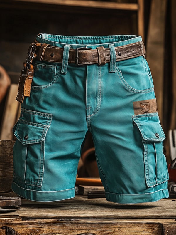Pantaloni Scurți Multifuncționali Pentru Bărbați în stil Retro Din Material Ripsto Pentru Activități în Aer Liber (Cu Curea)