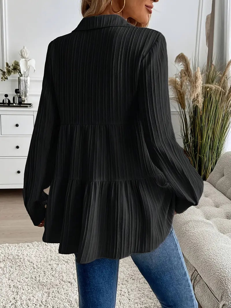 Majlinda - Cămașă Elegantă Cu Mâneci Lungi și Nasturi