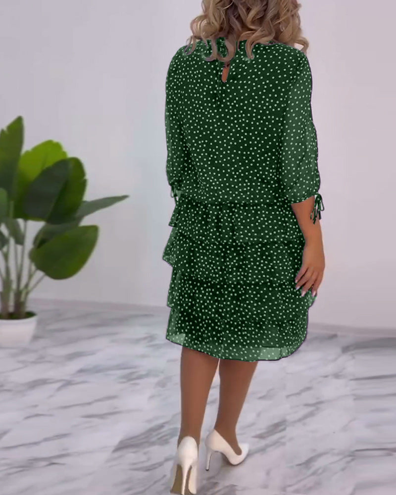 Eralyn - Rochie Cu Volane Si Mâneci Cu Decupaj Si Fundă