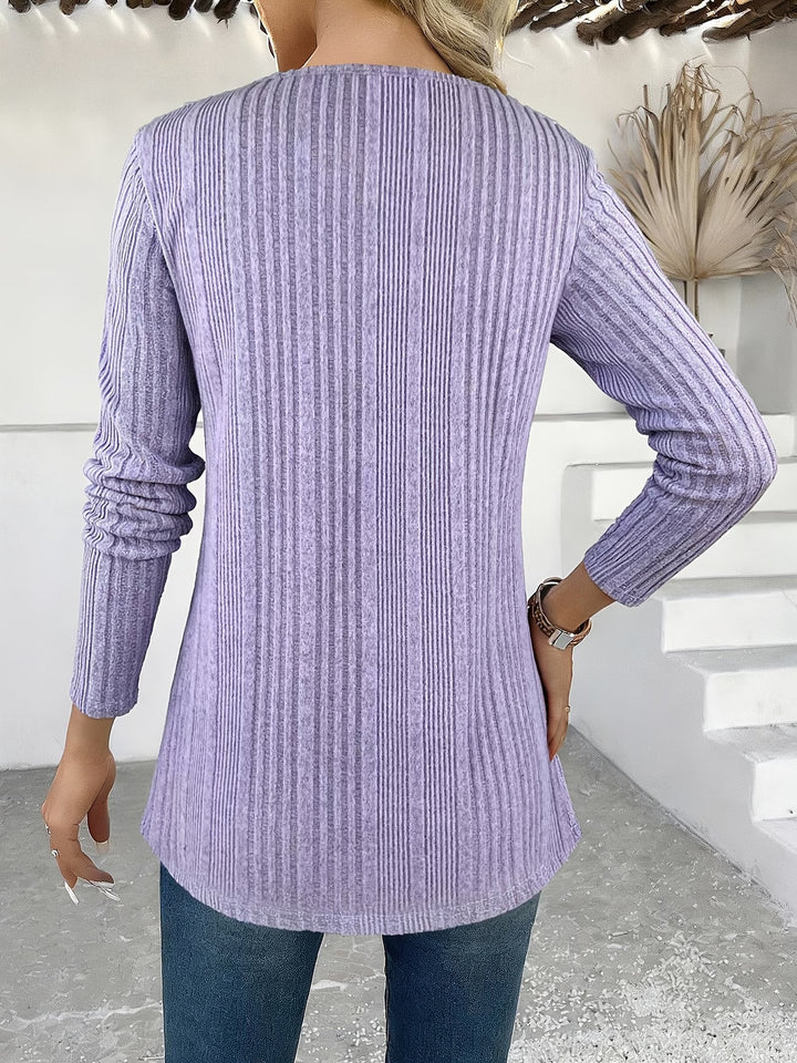 Lizeth - Tricou Cu Mâneci Lungi Și Guler Rotund