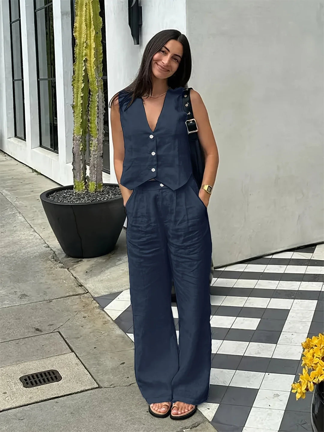 Jorja - Set Elegant Din Două Piese Fără Mâneci