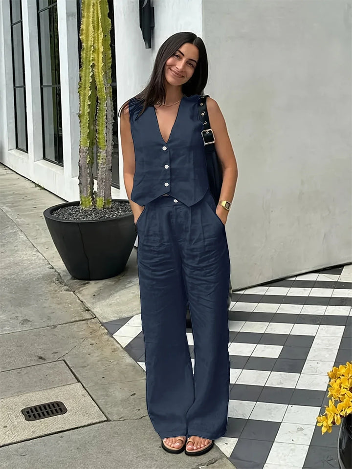 Jorja - Set Elegant Din Două Piese Fără Mâneci