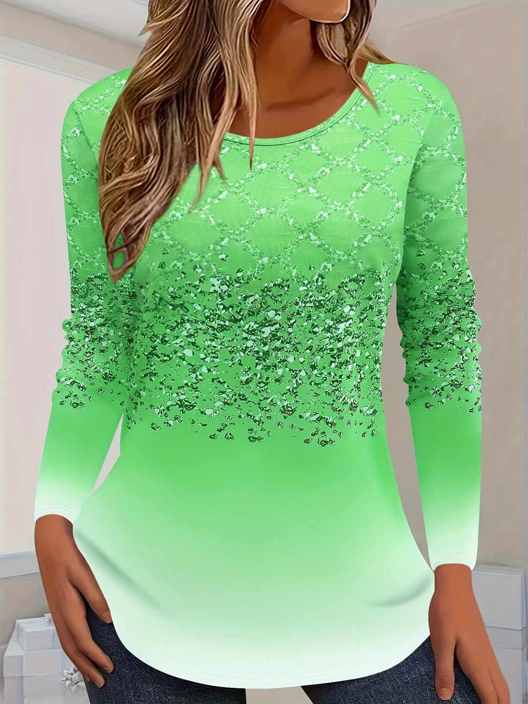 Mynon – Tricou cu Mâneci Lungi și Imprimeu Gradient Lattice