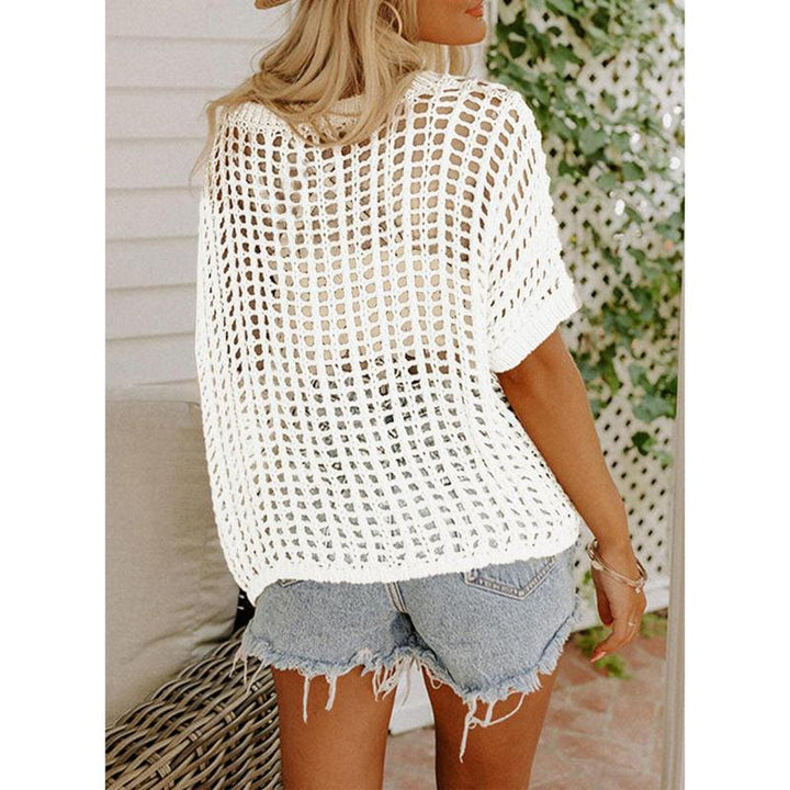 Danae - Top Casual Croșetat Cu Decupaje