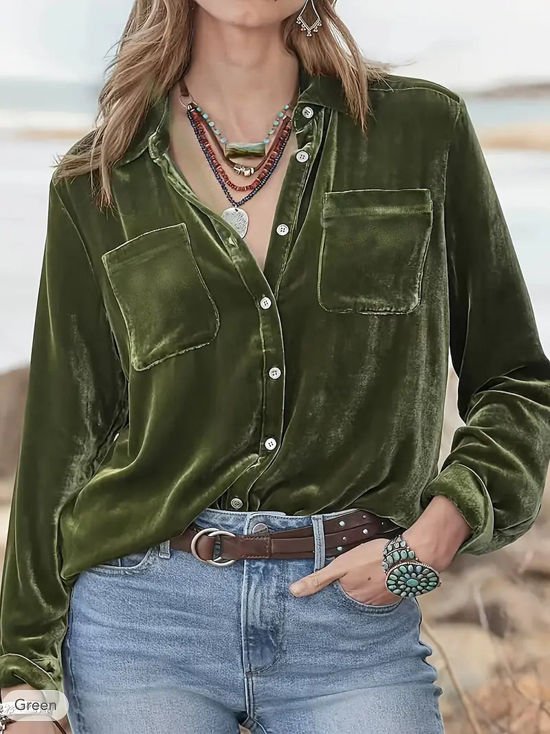 Geanie - Cămașă Cu Mâneci Lungi și Buzunare Frontale