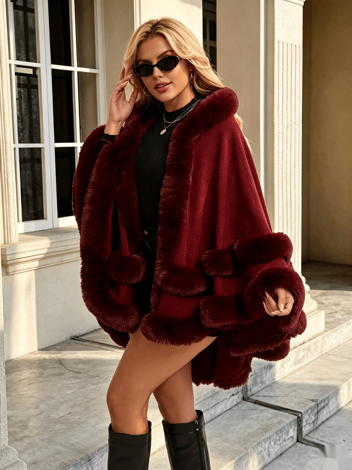 Toriann - Cardigan De Iarnă Cu Glugă, Căptușit Cu Blană Și Deschis În Față