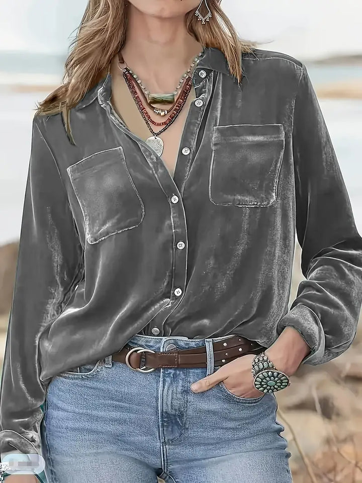 Geanie - Cămașă Cu Mâneci Lungi și Buzunare Frontale