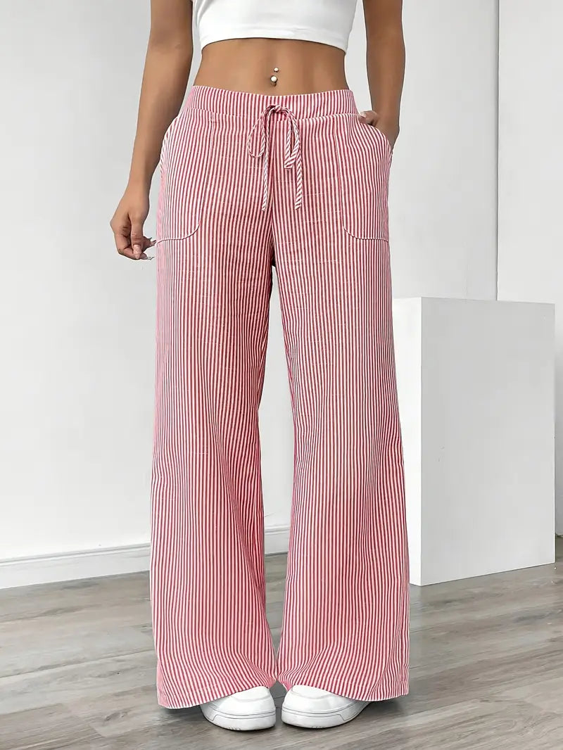 Alina - Pantaloni Eleganți cu Dungi și Buzunare