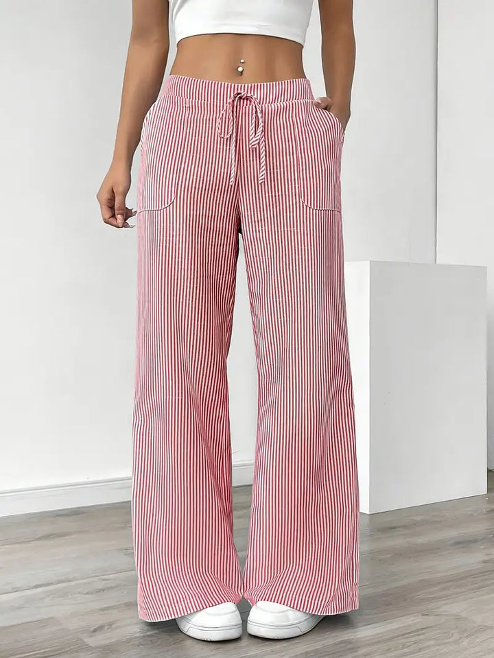 Alina - Pantaloni Eleganți cu Dungi și Buzunare