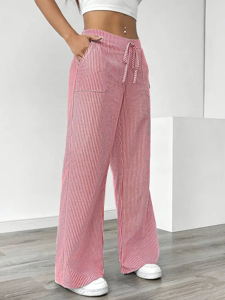 Alina - Pantaloni Eleganți cu Dungi și Buzunare