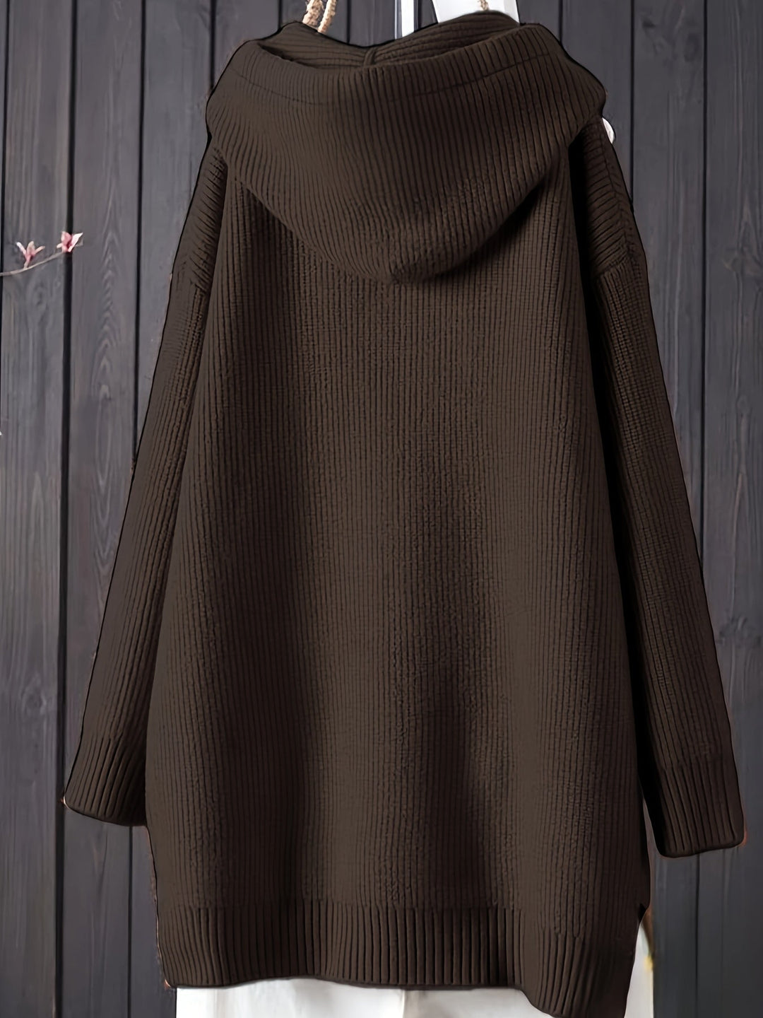 Genivee - Hanorac Casual Cu Tricotat Mâneci Lungi și Glugă