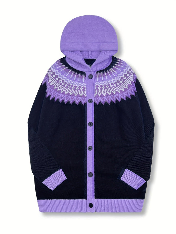 Gulnur - Pulover Elegant De Iarnă Cu Mâneci Lungi Și Glugă