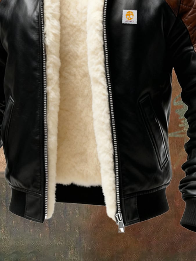 Enzo - Jacheta Din Piele Căptușită Cu Pluș Matlasat