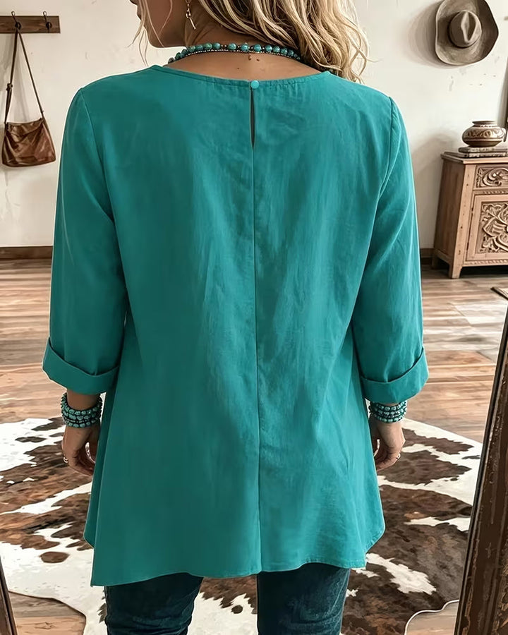 Taireen – Bluză Tunică Plisată în Stil Boho
