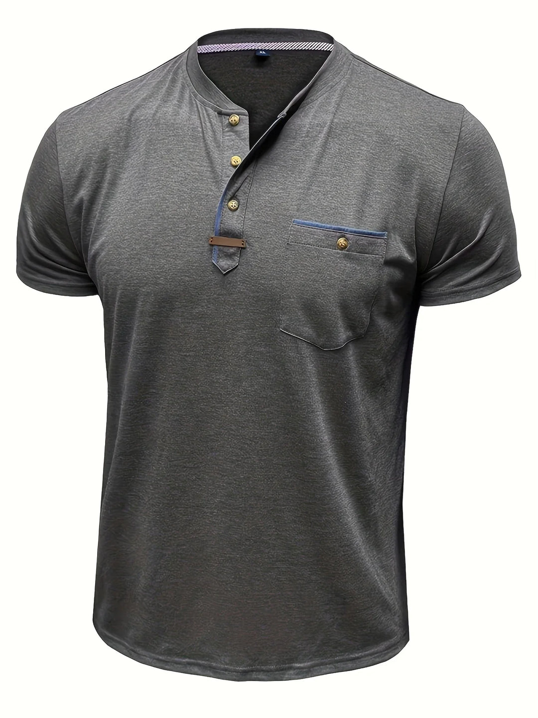 Saxon - Tricou Elegant Cu Guler Rotund și Buzunar