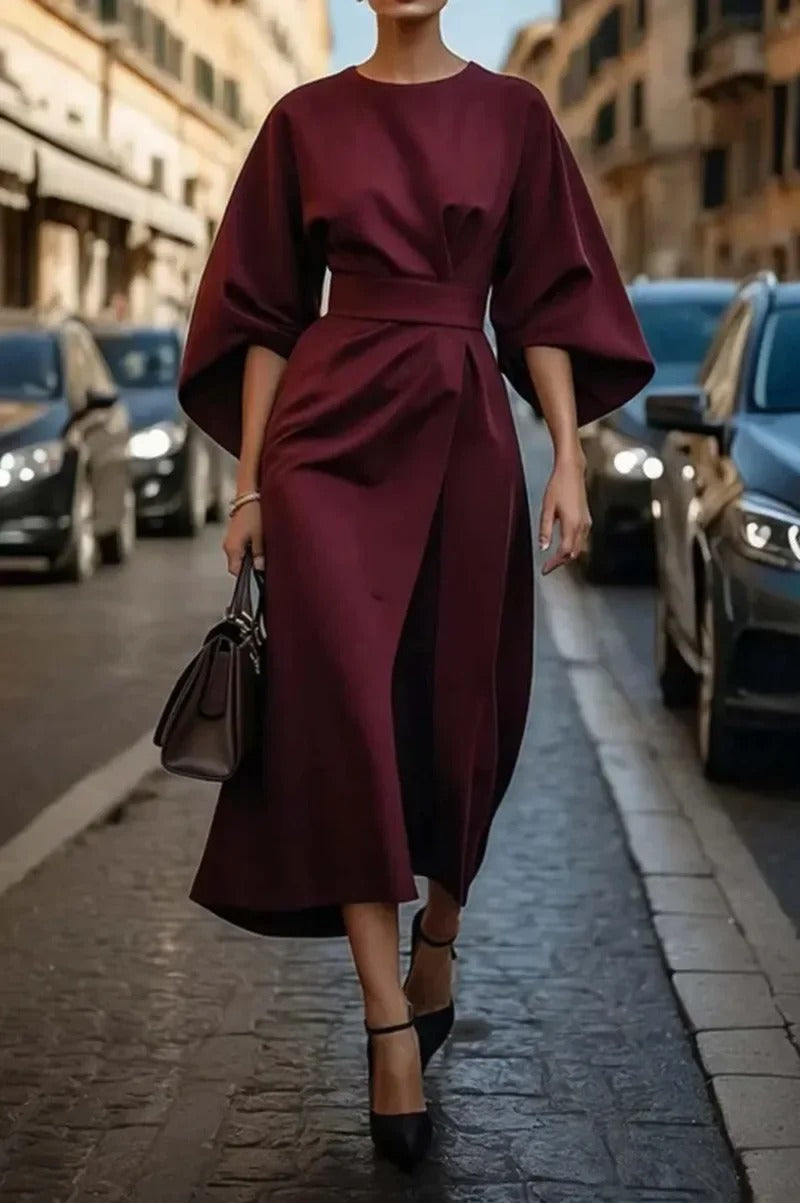 Rita - Rochie Elegantă cu Mâneci Scurte și Curea